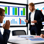 **Prompt:** A group of Dutch colleagues brainstorming solutions to a complex business problem in a modern office. Focus on collaboration, communication, and the use of data analysis (charts, graphs) to make informed decisions. Emphasize a positive and proactive problem-solving mindset.